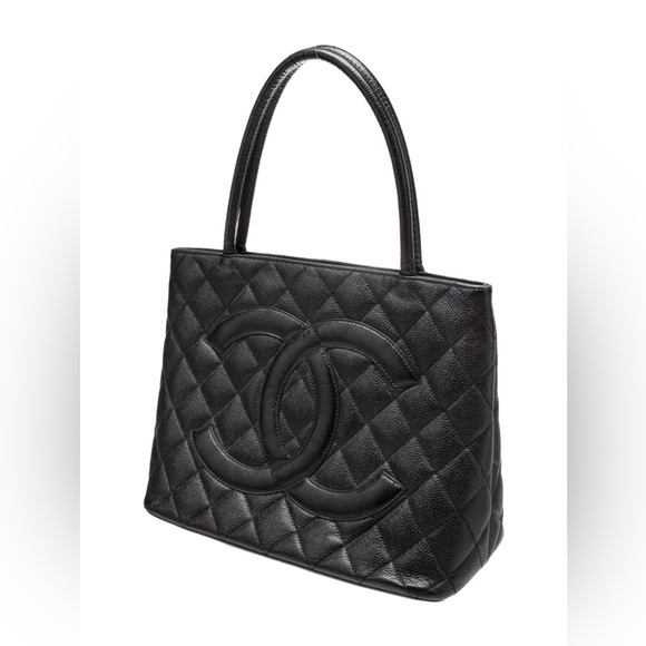 Chanel Black Quilted Caviar Leather Vintage Medallion Tote - Picture 1 of 15